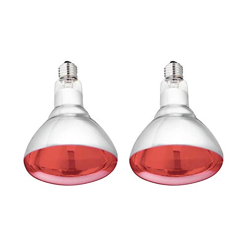 2 x Infrarrojos Bombilla para Estufa de infrarrojos - 250W 230-250V (E27) - Emite Calor - Luz Roja [ PACK ]