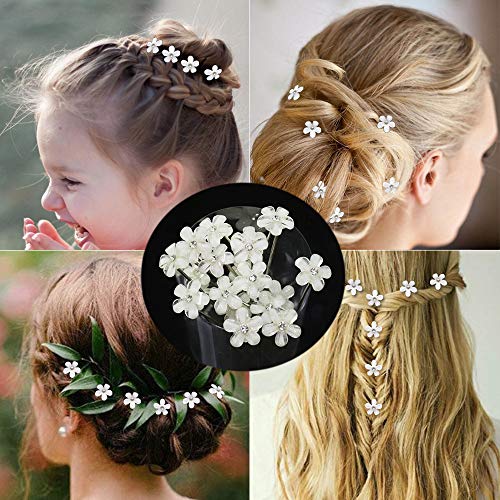 20 horquillas para el pelo con flores de cristal, estilo U, exquisitos clips de pelo florales, elegantes para bodas, compromisos, fiestas de novias, peinados