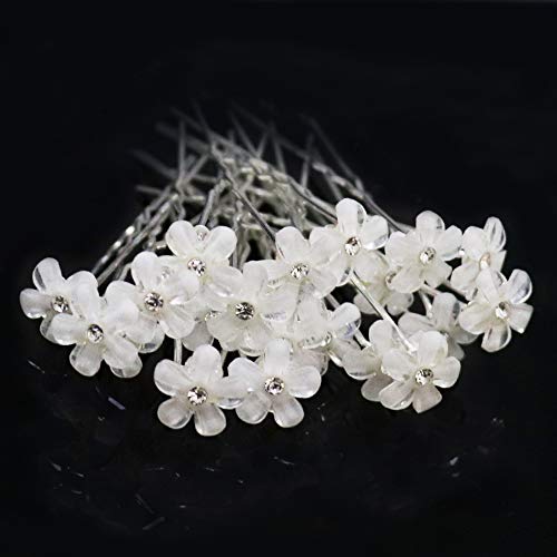 20 horquillas para el pelo con flores de cristal, estilo U, exquisitos clips de pelo florales, elegantes para bodas, compromisos, fiestas de novias, peinados