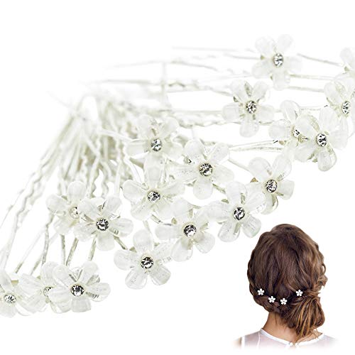 20 horquillas para el pelo con flores de cristal, estilo U, exquisitos clips de pelo florales, elegantes para bodas, compromisos, fiestas de novias, peinados