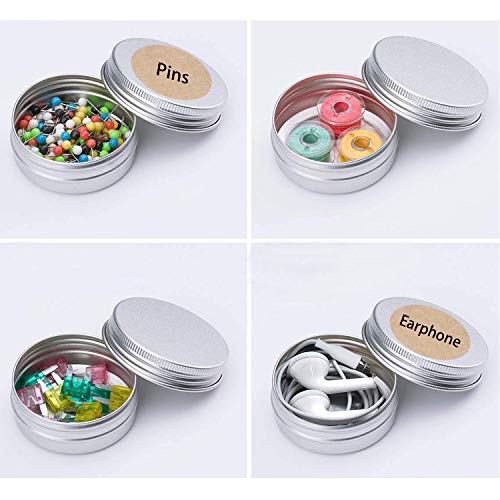 20 piezas aluminio plateado, recipiente de cosmética para muestras de bálsamos labiales o cosméticos, cierre de rosca, 15ml / 40ml Bote Tarro de Cosméticos Redondo