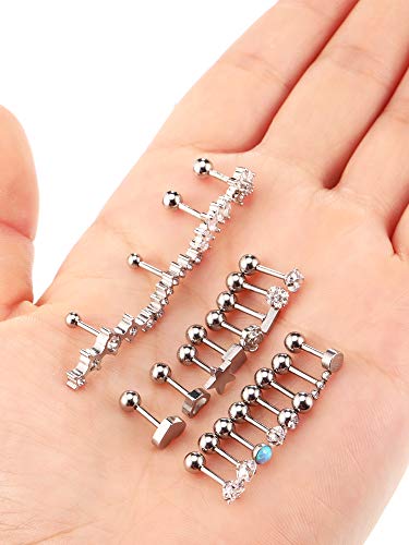 20 Piezas Perno de Nariz de Acero Inoxidable 16G Joyería de Piercing de Cartílago Labios Nariz para Mujeres Chicas(Acero)