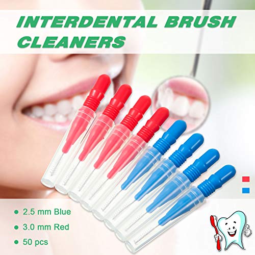 200 Palillos Dentales de Goma Suave Hilos Dentales y 50 Cepillos Interdentales Herramienta de Limpieza Dental