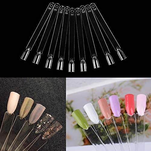 200pcs Uñas Falsa Muestras Mostrador Display Exhibidor de Uñas Postizas para Pintar Uñas Practicas Arte de Uñas Tips Expositor Muestras de Esmalte Uñas Color Transparente con Anillo (50pcs x 4)