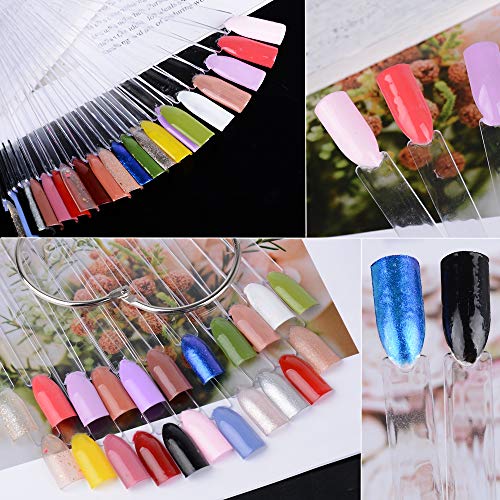 200pcs Uñas Falsa Muestras Mostrador Display Exhibidor de Uñas Postizas para Pintar Uñas Practicas Arte de Uñas Tips Expositor Muestras de Esmalte Uñas Color Transparente con Anillo (50pcs x 4)