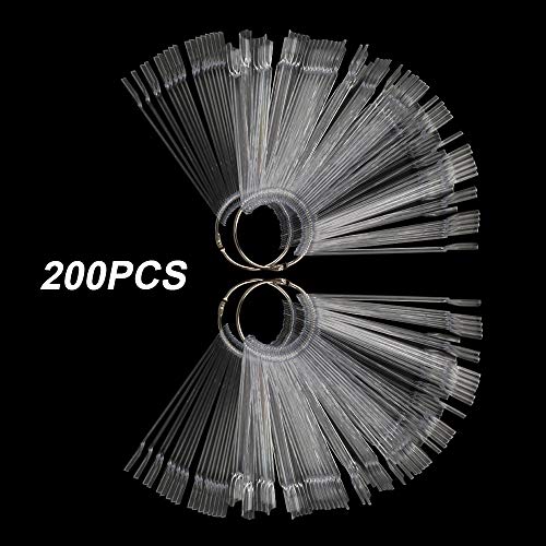 200pcs Uñas Falsa Muestras Mostrador Display Exhibidor de Uñas Postizas para Pintar Uñas Practicas Arte de Uñas Tips Expositor Muestras de Esmalte Uñas Color Transparente con Anillo (50pcs x 4)