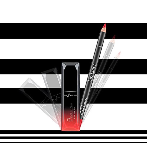 2018 Brillo Pintalabios Permanente y Lápiz Labial Mate Larga Duracion de Maquillaje Profesional 12 Colores para Niñas y Mujer por ESAILQ