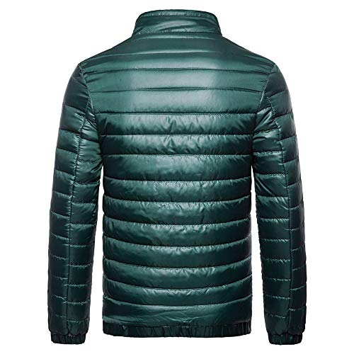 2019 - Chaqueta de plumón para Hombre, de algodón, Ligera, Piel cálida, con Cremallera, con Capucha, Color Liso, Elegante, Slim Fit Hoodie F-Vert XXL