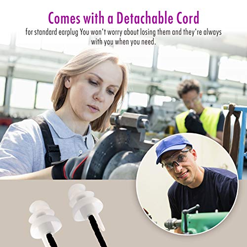 【2019 nuevo diseño】Tapones para los oídos para dormir, Hearprotek 2 pares Protección Auditiva Tapones(32db & 30db) para reducción de ruido, Traviesas laterales, ronquidos, viajes, trabajo (blanco)