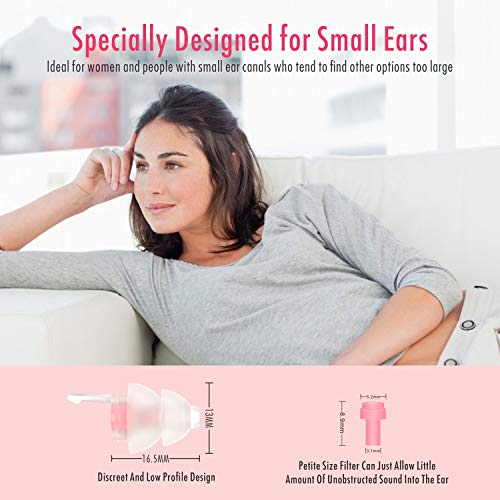【2019 nuevo diseño】Tapones para los oídos para dormir para mujeres, Hearprotek 2 pares Protección Auditiva Tapones(32db & 30db) para Traviesas laterales, ronquidos, viajes, trabajo (rosa)