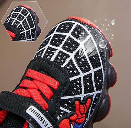 2019 Otoño Nuevos Zapatos Intermitentes para Niños Zapatos Deportivos para Niños Zapatos Spider-Man Zapatos De Suela Blanda (EU26,Negro)