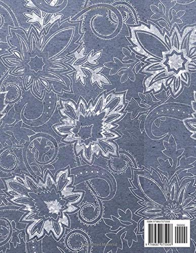 2021 Planner weekly and monthly | Blue jean floral: Minimalist style large 8.5 x 11 with dot grid paper