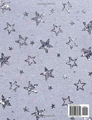 2021 Planner weekly and monthly | Silver star on blue jean: Minimalist style large 8.5 x 11 with dot grid paper