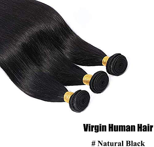 20"(50cm) SEGO Extensiones de Cabello Natural Cortina [#1B Negro Natural] Pelo Humano [Brazilain Human Hair Bundles] Brasileño sin Clip Liso (100g)