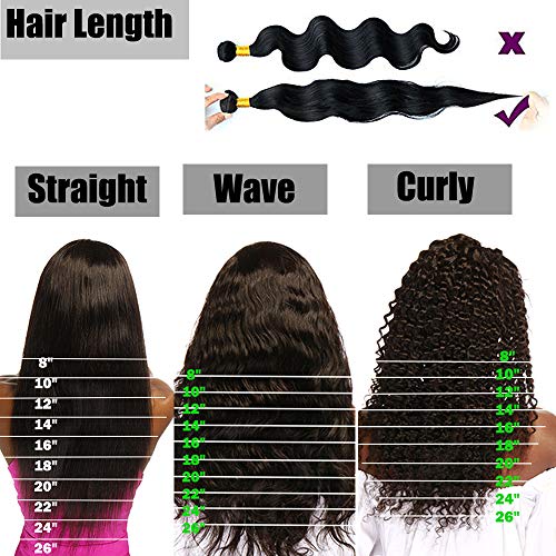 20cm Extensiones de Cortina de Pelo Natural [Brazilian Human Hair 3 Bundles] Body Wave (300g)