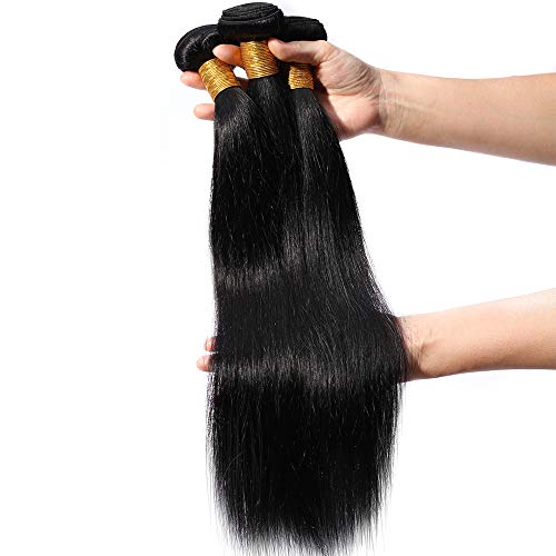 20cm Extensiones de Cortina de Pelo Natural [Brazilian Human Hair 3 Bundles] Straight (300g)