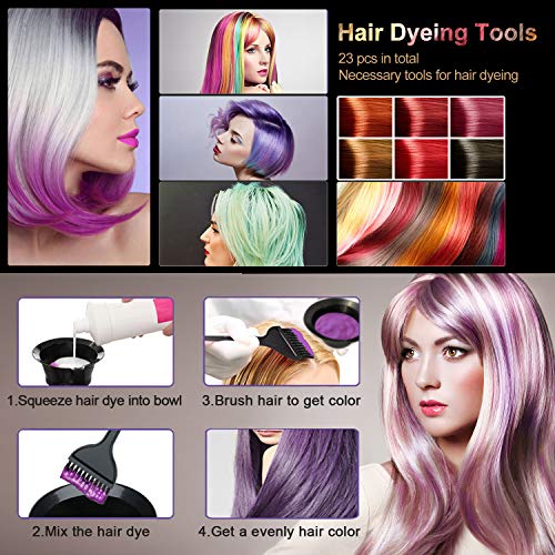 23 Piezas Kit De Coloración Tinte Herramientas Conjunto Para Coloración(Bol De Tinte Para El Cabello + Cepillo De Tinte De Pelo+ Clips+Cuchara De Mezcla+Guantes)
