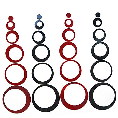 24 Piezas Moderno Salon Espejo Decorativo Vinilos Pared DIY Decal Murales Sala de Estar Dormitorio Baño Fondo Pegatinas Pared Decoración(negro y rojo)