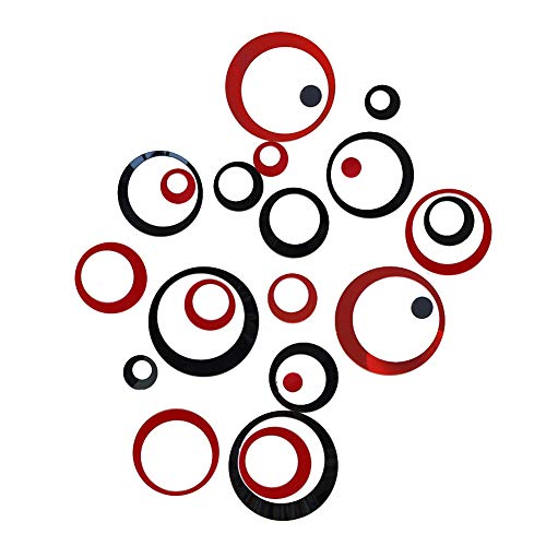 24 Piezas Moderno Salon Espejo Decorativo Vinilos Pared DIY Decal Murales Sala de Estar Dormitorio Baño Fondo Pegatinas Pared Decoración(negro y rojo)