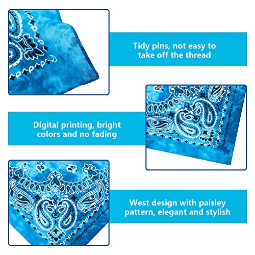 24 Piezas Pañuelos Tie Dye Pañuelos Coloridos Novedades de Degradado de Algodón Paisley Pañuelo Diadema de Vaquero para Mujer Hombre