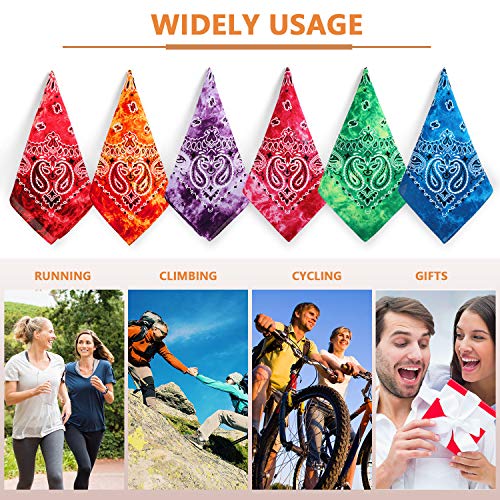 24 Piezas Pañuelos Tie Dye Pañuelos Coloridos Novedades de Degradado de Algodón Paisley Pañuelo Diadema de Vaquero para Mujer Hombre