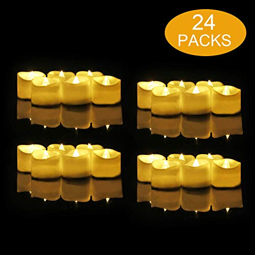 24 Velas Led Pequeñas, flintronic ® Velas Led de Té Velas Eléctricas con Baterías para San Valentín, Cumpleaños, Fiestas, Navidad, Bodas Decoración, Blanco Cálido [Clase de eficiencia energética A]