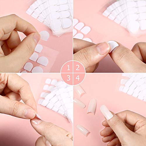 240 Piezas de Etiqueta de Uña Adhesiva de Espesamiento Pegatinas de Puntas de Uñas Falsas de Doble Cara para Arte de Uña Accesorios de Uñas Materiales de Salón