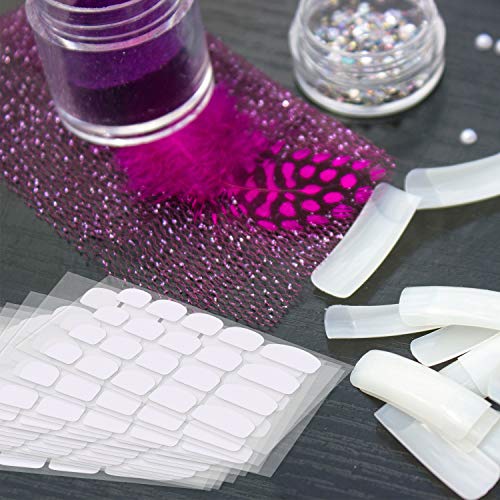 240 Piezas de Etiqueta de Uña Adhesiva de Espesamiento Pegatinas de Puntas de Uñas Falsas de Doble Cara para Arte de Uña Accesorios de Uñas Materiales de Salón
