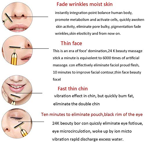 24k palo de belleza de oro, masajeador de cuidado facial con rodillo facial, masajeador antiarrugas, antiarrugas, lifting y reafirmante (gold)