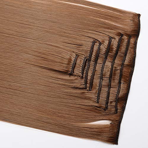 26"(66cm) Extensiones de Cabello Natural Clip 8 Piezas Extensiones Sintéticas Pelo Se Ve Natural Liso Largo Postizos de Pelo Invisible (140g,Castaño Claro)