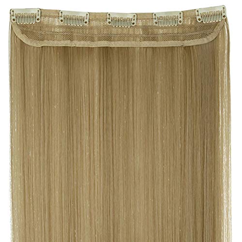 26"(66cm) Extensiones de Cabello Natural Clip Una Pieza Pelo Sintético 3/4 Cabeza Completa Postizos Pelucas para Mujeres (120g,Rubio Ceniza mezcla Blanqueador Rubio)