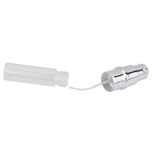 2pcs Botella Atomizador Pulverizador de Bomba Frasco Portátil de Vidrio para Perfume Viaje -Plateado Brillante