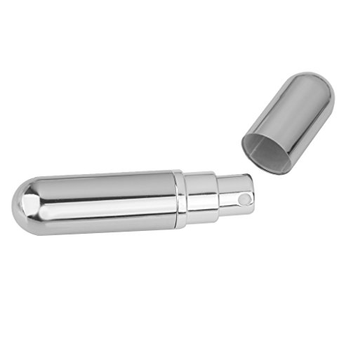 2pcs Botella Atomizador Pulverizador de Bomba Frasco Portátil de Vidrio para Perfume Viaje -Plateado Brillante