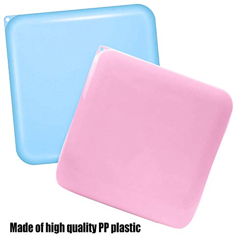 2pcsCaja Guarda Máscaras Antipolvo, Caja Mascarillas, Clip de Almacenajede Máscara de Prevención Contaminación, Estuches de Almacenaje de Plástico Portátiles con Tapas (Azul/Rosado)