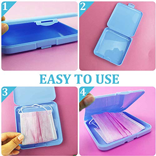 2pcsCaja Guarda Máscaras Antipolvo, Caja Mascarillas, Clip de Almacenajede Máscara de Prevención Contaminación, Estuches de Almacenaje de Plástico Portátiles con Tapas (Azul/Rosado)