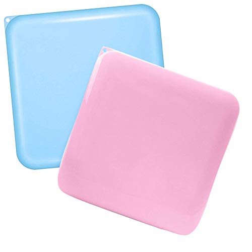 2pcsCaja Guarda Máscaras Antipolvo, Caja Mascarillas, Clip de Almacenajede Máscara de Prevención Contaminación, Estuches de Almacenaje de Plástico Portátiles con Tapas (Azul/Rosado)