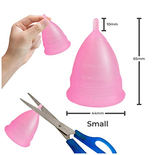 2x Femme Essentials Copa Menstrual + Bolsa de Algodón | 100% de Silicona Hipoalergénica para Uso Médico | Ecológica, Segura, Cómoda y Higiénica | Tamaño: Pequeño | Color: Rosa