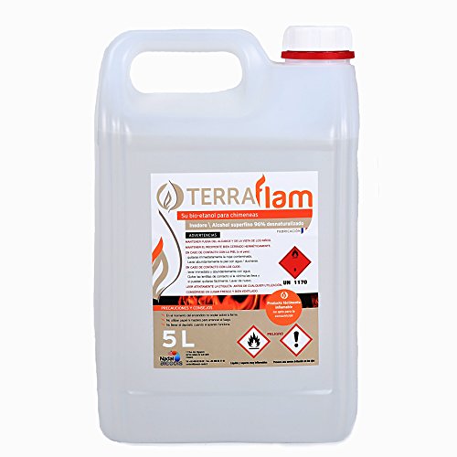 2X5L Bioetanol Terraflam para lámparas y chimeneas color transparente Combustión de alta calidad, no humos ni olores