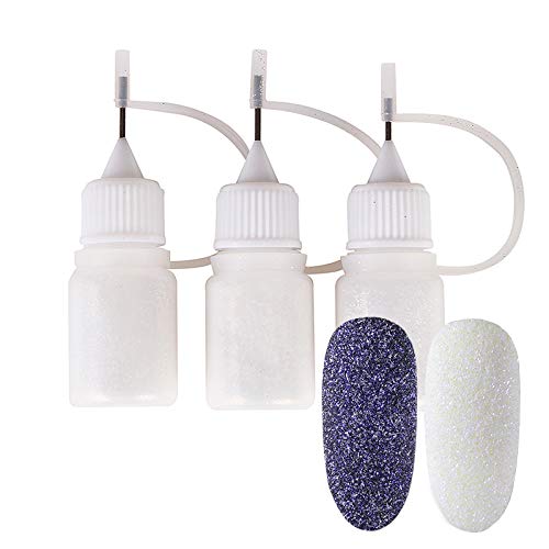 3 Botellas Nail Art Glitter Powder Pigmento Polvo Manicura Decoración Lana Terciopelo Starlight Efecto Cromo Negro Blanco
