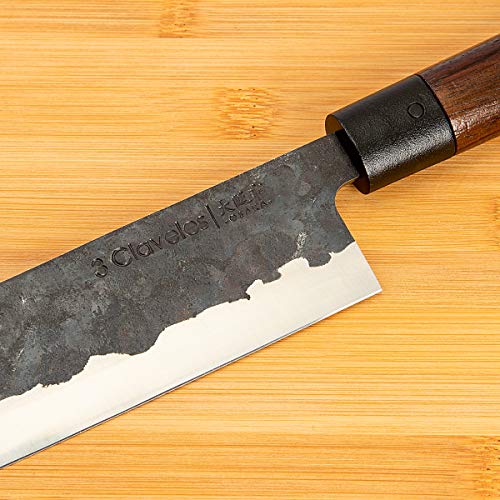 3 Claveles Juego de 5 Cuchillos Profesionales Estilo Japonés Gama Osaka, Hojas Unicas Forjadas a Mano