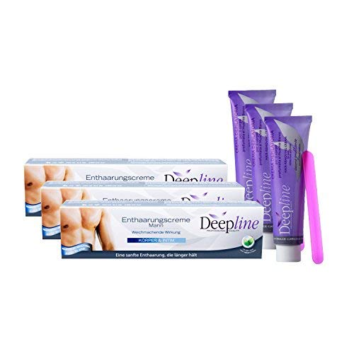 3 cremas depilatorias de Deepline para hombre quemantienen la piel suave, flexible y lisa, también es ideal para la zona genital