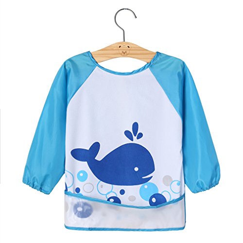 3 Piezas Baberos Bebés Impermeables Manga Larga De Dibujos Animados Suave Material Para Niños Niñas 1-3 Años