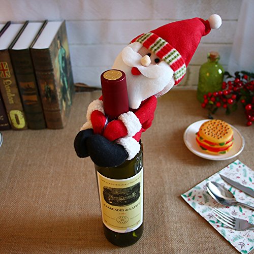 3 piezas Lindo Papá Noel y Muñeco de nieve y Elf Muñeca Botella de Vino Sostener la Fiesta de Navidad Decoración de la Mesa Ornamento