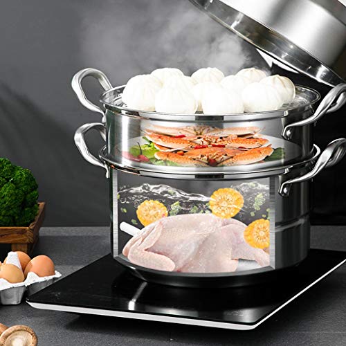 3-Tier Vapor del Acero Inoxidable Olla for cocinar, Salsa Pot Caldera Doble Cristal con Tapa con ventilación Pueden Lavar en lavavajillas PFOA Gratuito