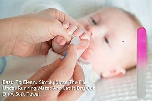 3 Unidades Lima de uñas para un bebé con un extremo redondeado. Calidad superior, auténtico cristal checo. La forma más segura de mantener las uñas de un recién nacido cortas y lisas.