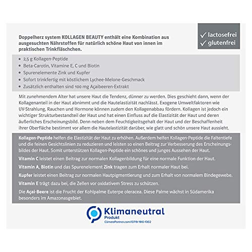 30 ampollas bebibles Kollagen Beauty de Doppelherz. Péptidos de colágeno + extracto de asaí + biotina + zinc. Antiarrugas, salud para la piel