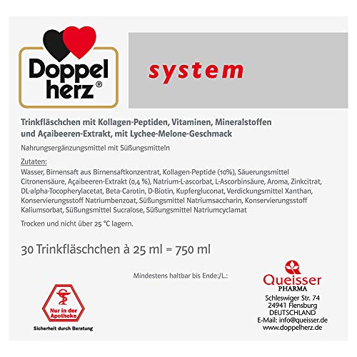 30 ampollas bebibles Kollagen Beauty de Doppelherz. Péptidos de colágeno + extracto de asaí + biotina + zinc. Antiarrugas, salud para la piel