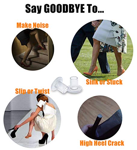 30 Pares Protectores Tacones Transparentes Protector de Tacón Alto Salvatacones para Hierba Tablones Guijarros Rejillas, 3 Tamaños Protectores Zapatos de Mujer para Razas Bodas Ocasiones Formales