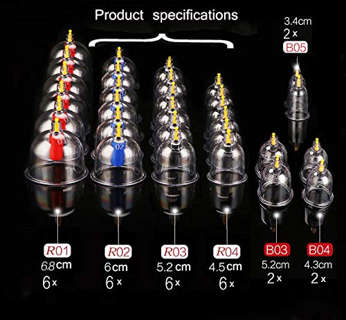 30 Piezas de Ventosas de Chinas Vacío Fijados con el Cabezal Magnético,Terapia de Masaje Ventosas Cuerpo Facial Anti Celulitis Masaje herramienta