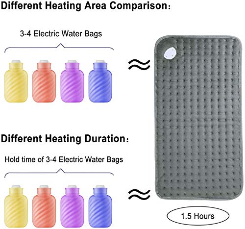 30 x 60cm Almohadilla Elèctrica de Calefacción MaxKare Función de Apagado Automático Configuración de Temperatura de 6 Engranajes el Calefactora Rápido Superficie Suave Manta Electrica (Gris)